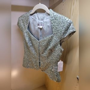 Kay Unger Mint Sequin Peplum Jacket